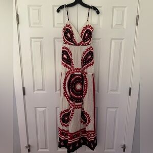 J. Crew Red and Black Patterned Maxi Dress